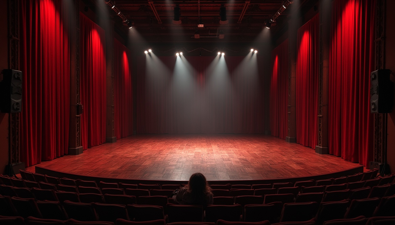 Interiorul opulent al Teatrului Național de Operetă și Musical Ion Dacian, cu scena iluminată și scaune roșii, gata să